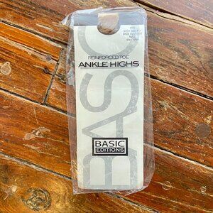 New Kmart Basic Editions Ankle Highs Stockings Reinforced Toe Nude USA NOS